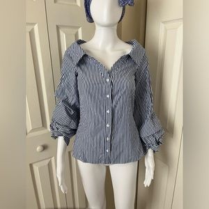Zara Woman Fitted Shirt with Voluminous Sleeves